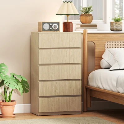 HOMCOM 5-Drawer Storage Cabinet Modern Bedroom Dresser White