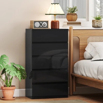 HOMCOM 5-Drawer Storage Cabinet Modern Bedroom Dresser White