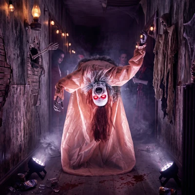 HOMCOM Animierter Halloween-Geist mit gruseligen Schreien, leuchtenden Augen, per Geräusch/Berührung aktiviert