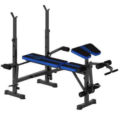 HOMCOM Panca Multiuso Supporto Bilanciere 175x139x127 cm Nero Blu