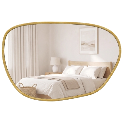 HOMCOM Miroir Mural Asymétrique 90x60cm Verre Trempé Naturel