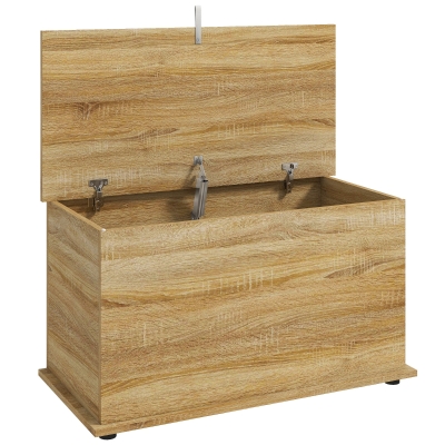 HOMCOM Banc Coffre Rangement Bois 80x40x45cm Couvercle Sécurité