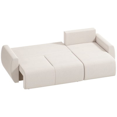 HOMCOM Schlafsofa mit Umkehrbarer Chaiselongue, L-förmiges 3-Sitzer Sofa aus Veloursbezug, Cremeweiß