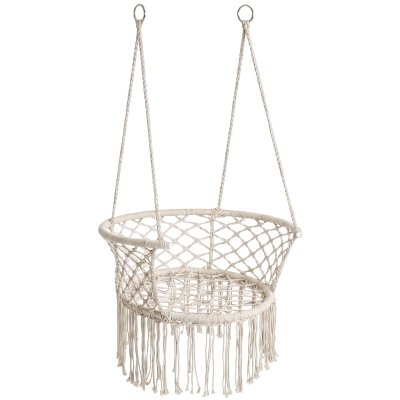 Outsunny Sedia sospesa 80cm x 60cm x 36cm Crema, Grigio chiaro