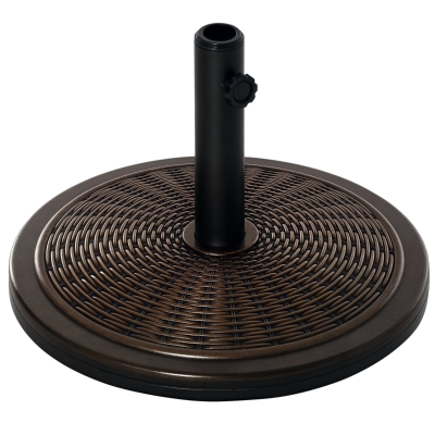 Outsunny Pied Parasol Rond Résine Rotin Ø48x34cm Noir Bronze