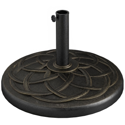 Outsunny Base para Sombrilla de Jardín Peso Neto 19 kg Soporte de Parasol Apto para Mástil de 38mm/48mm Resina para Terraza Patio Exterior Ø54,5x34 cm Bronce