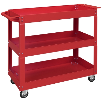 DURHAND Chariot à Outils 3 Niveaux Acier Rouge sur Roues