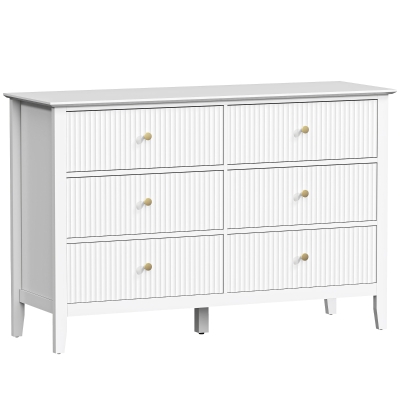 HOMCOM Comò Camera da Letto 6 Cassetti, 120x40x78 cm, Bianco
