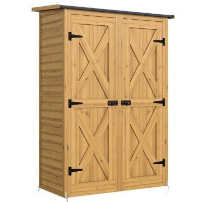 Outsunny Abri de Jardin Bois Marron avec 2 Étagères