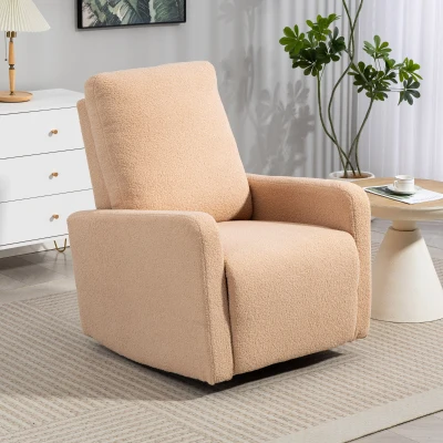HOMCOM Sillón Relax Reclinable Manual hasta 135º con Reposabrazos Reposapiés Acolchado Grueso Función de Balanceo 360° Marrón