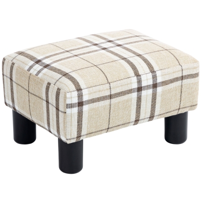 HOMCOM Linen Footstool Ottoman Cube 4 Legs Multi-coloured