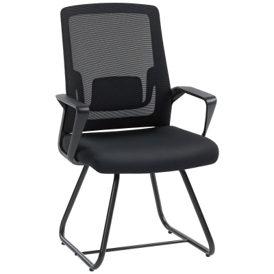 HOMCOM Sedia Ufficio Senza Ruote Ergonomica con Braccioli Nero
