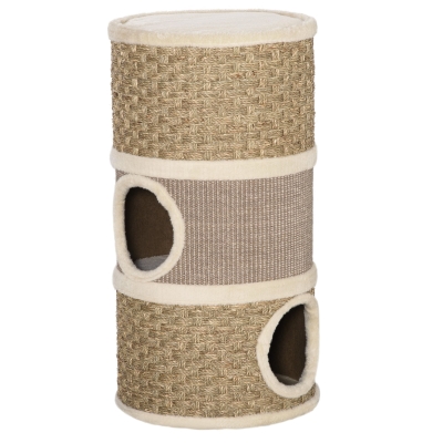 PawHut Cuccia per gatti 37.5cm x 37.5cm x 70cm Khaki, Marrone