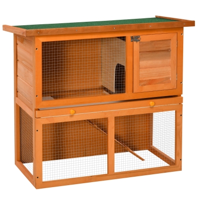 PawHut Clapier Lapin 2 Étages 90x45x80cm