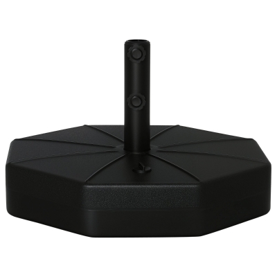 Outsunny Base de Sombrilla Rellenable de Agua 28 kg o Arena 40 kg Soporte de Parasol Octagonal Apto para Postes de 38mm 48 mm para Jardín Terraza Ø60x36 cm Negro