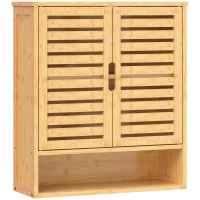 HOMCOM Wall Cabinet Bathroom Storage 2 Doors Adjustable Shelf White