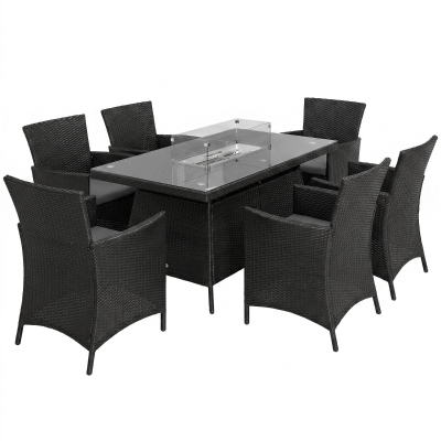Patio Rattan Dining Set 150cm x  85cm x 74cm Black
