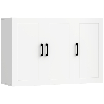 HOMCOM Mobile Bagno da Parete con Ripiano Regolabile, Bianco