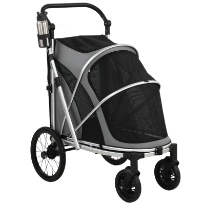 PawHut Dog Stroller Folding Shock Absorption 20kg Grey