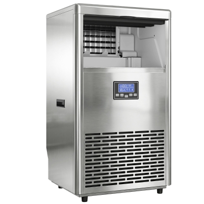 HOMCOM Gewerblicher Eiswürfelbereiter 45 kg/24 Std., Edelstahl, mit 13 kg Speicher, Selbstreinigung, Silber