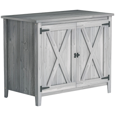 Outsunny Wooden Storage Shed with Shelf Light Grey