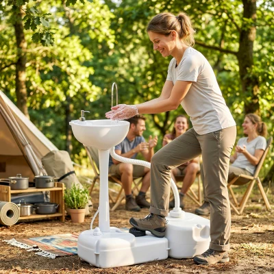Outsunny Évier Portable Camping 17L Pompe à Pied