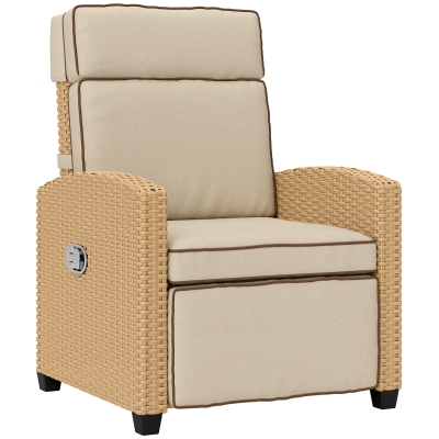 Outsunny Rattan Recliner Chair with Cushion Yellow/Beige