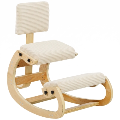 HOMCOM Scaun ergonomic pentru genunchi, scaun genunchi cu spătar, aspect cord, scaun de birou pentru acasă, birou, meditație, alb crem