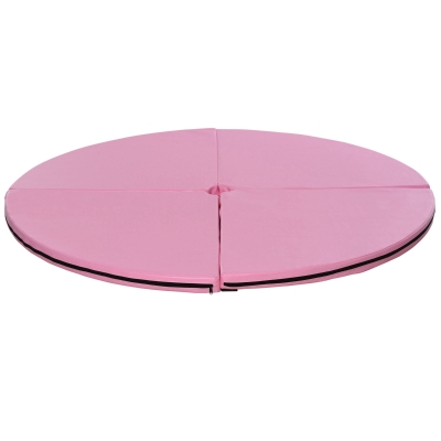 HOMCOM Tapis Pole Dance Pliable Ø150cm Épais 5cm Rose