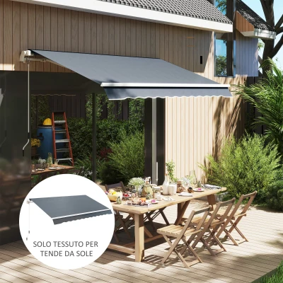 Outsunny Telo di Ricambio per Tenda Parasole 4x3 m Grigio