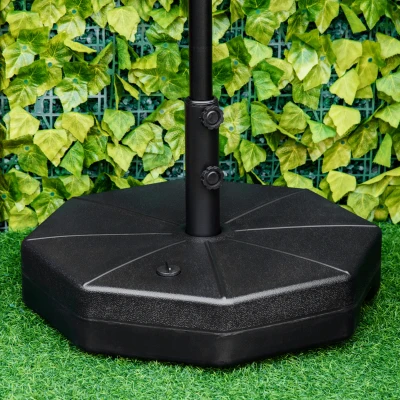 Outsunny Base de Sombrilla Rellenable de Agua 28 kg o Arena 40 kg Soporte de Parasol Octagonal Apto para Postes de 38mm 48 mm para Jardín Terraza Ø60x36 cm Negro