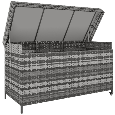 Outsunny Rattan Garden Storage Box Gas Lift Dark Grey