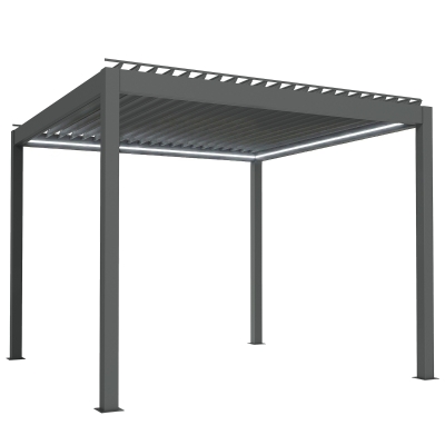 Outsunny Electric Aluminium Pergola with LED Lights 3x3m