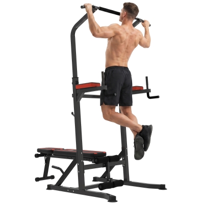 HOMCOM Stazione di Allenamento 99cm x 178cm x 200-236cm Rosso, Nero