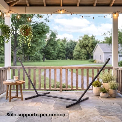 Outsunny Supporto per Amaca 330-360 cm in Metallo con Bordi Gomma