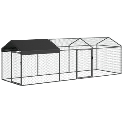 PawHut Poulailler Métallique 300x100x100cm avec Couverture Noir