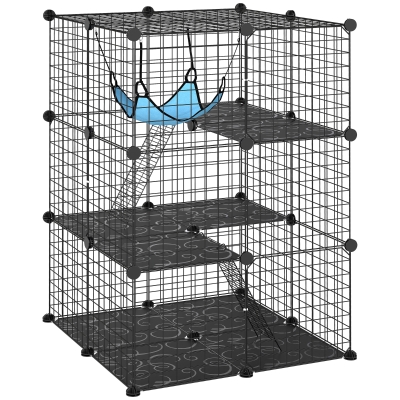 PawHut ndoor Katzenkäfig 105 cm, Stahl-Katzengehege mit 3 Türen, DIY-anpassbares Design für Kätzchen unter 4kg
