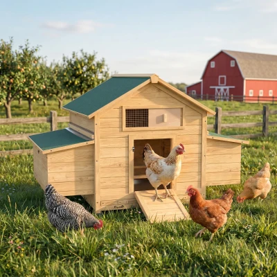 PawHut Wooden Chicken Coop with Nesting Box 150x100cm