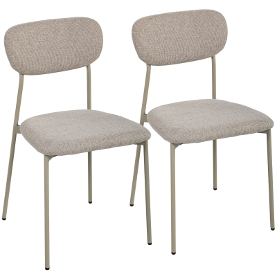 HOMCOM Chaises Salle à Manger Lot de 2 Tissu Lin Marron Clair