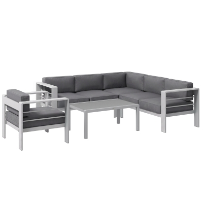 Outsunny 5-Piece Aluminium Garden Sofa Set Grey