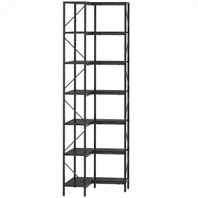 HOMCOM Bibliothèque d'Angle Industrielle 7 Niveaux Noir 60x60x198 cm