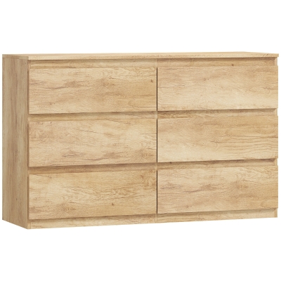 HOMCOM Commode 6 Tiroirs Chêne Minimaliste 120x39x75cm