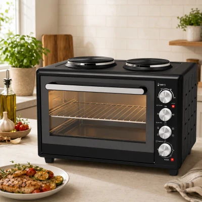 HOMCOM Mini-Four 46L 1800W 2 Plaques Broche Noir