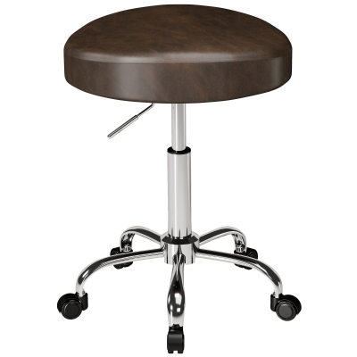 HOMCOM Drehhocker 360° mit höhenverstellbarer Sitzfläche, Kunstleder, Tragkraft 120 kg, 39x34.5x52-67.5 cm, Braun