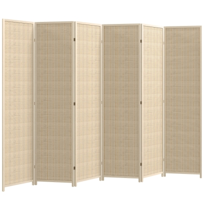 HOMCOM Paravent en bois séparateur de pièce closion de séparation pliable 6 panneaux 270 x 180 cm bois naturel