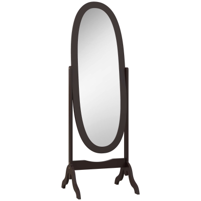 HOMCOM Miroir Ovale Shabby Chic Réglable 147cm MDF Café