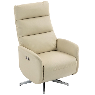 HOMCOM Poltrona Relax Elettrica Reclinabile in Pelle PU, Beige
