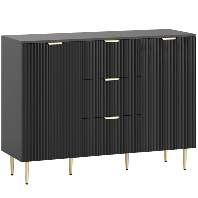 HOMCOM Buffet Cuisine Noir 120x40x90cm avec Tiroirs et Placards