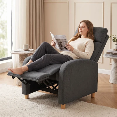 HOMCOM Poltrona Relax Reclinabile con Poggiapiedi, Grigio Scuro