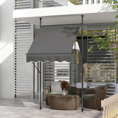 Outsunny Store Banne Rétractable 1,5x1,2m Alu Polyester Gris